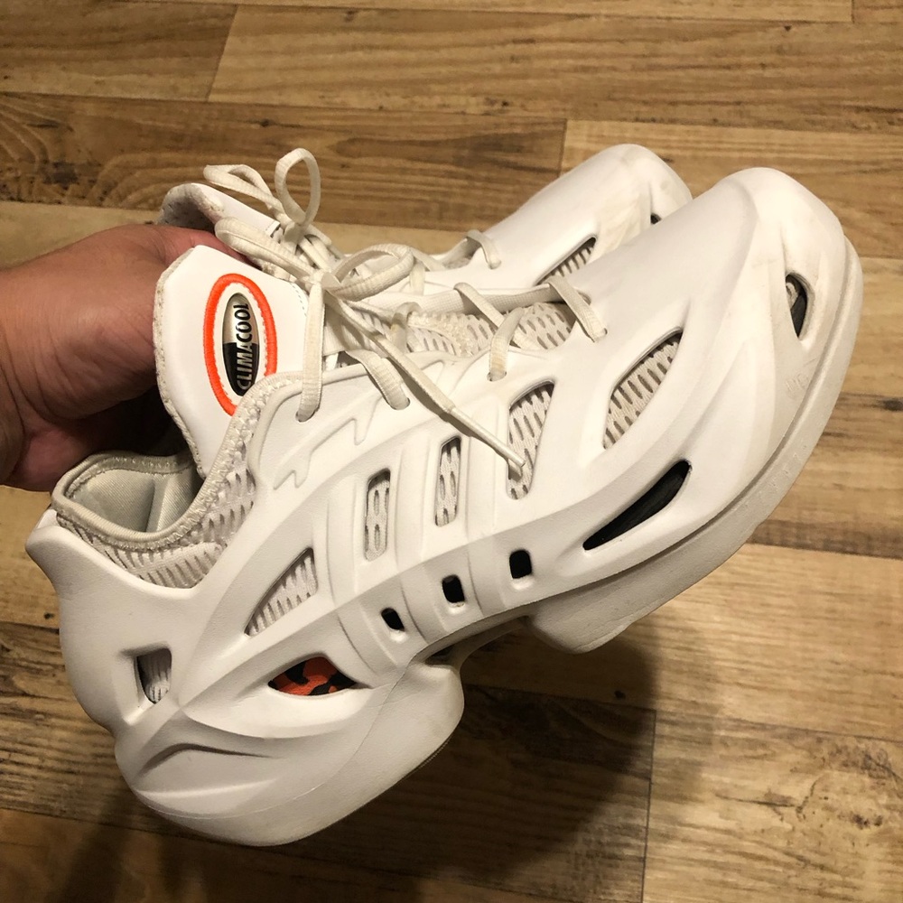 adidas White Athletic Sneakers with Orange Accent